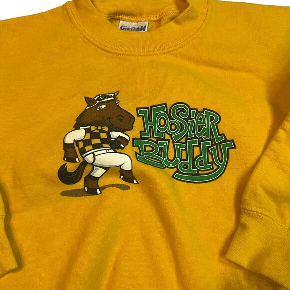 Vintage Gilden Sweater Youth Small Yellow Horse Racing Heavy Weight Sport Shirt - Picture 8 of 11